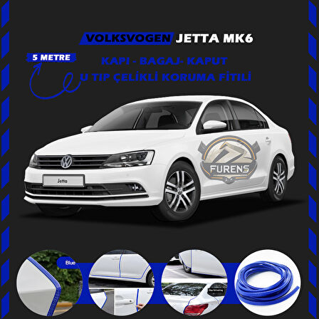 Volksvogen Jetta mk6 Oto Araç Kapı Koruma Fitili 5metre Parlak Mavi Renk