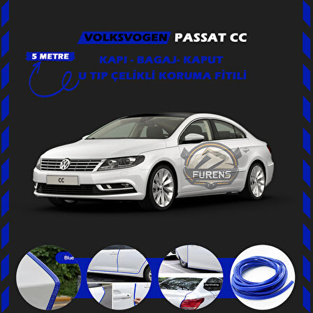 Volksvogen Passat cc Oto Araç Kapı Koruma Fitili 5metre Parlak Mavi Renk