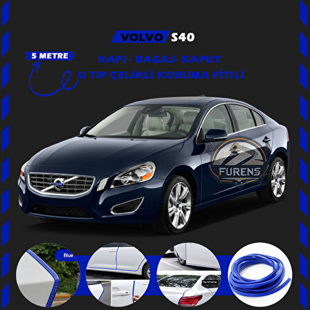 Volvo S40 Oto Araç Kapı Koruma Fitili 5metre Parlak Mavi Renk