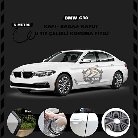 Bmw G30 Oto Araç Kapı Koruma Fitili 5metre Parlak Siyah Renk