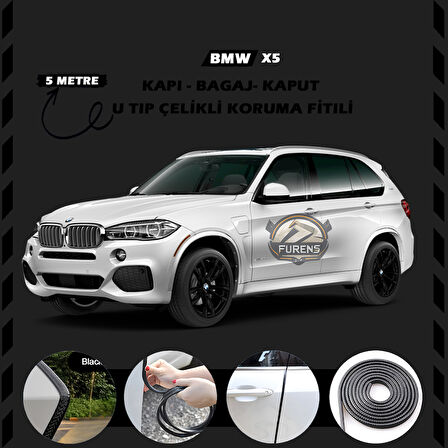 Bmw X5 Oto Araç Kapı Koruma Fitili 5metre Parlak Siyah Renk