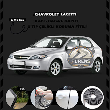 Chavrolet Lacetti Oto Araç Kapı Koruma Fitili 5metre Parlak Siyah Renk