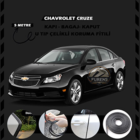 Chevrolet Oto Araç Kapı Koruma Fitili 5metre Parlak Siyah Renk