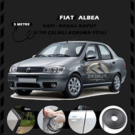 Fiat Albea Oto Araç Kapı Koruma Fitili 5metre Parlak Siyah Renk