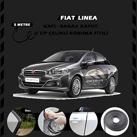 Fiat Linea Oto Araç Kapı Koruma Fitili 5metre Parlak Siyah Renk