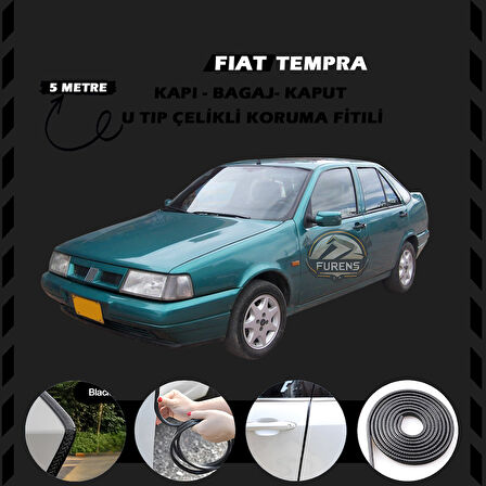 Fiat Tempra Oto Araç Kapı Koruma Fitili 5metre Parlak Siyah Renk