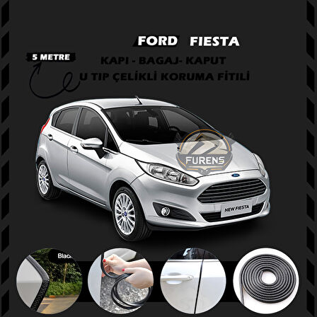 Ford Fiesta Oto Araç Kapı Koruma Fitili 5metre Parlak Siyah Renk