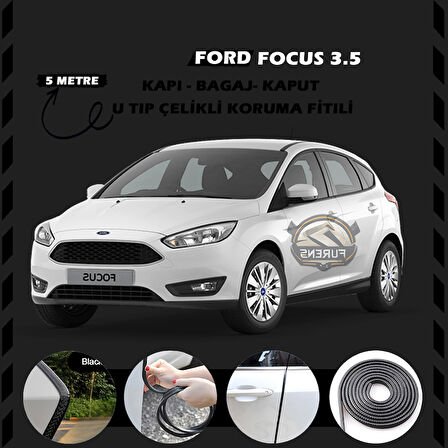 Ford Focus 3.5 Oto Araç Kapı Koruma Fitili 5metre Parlak Siyah Renk