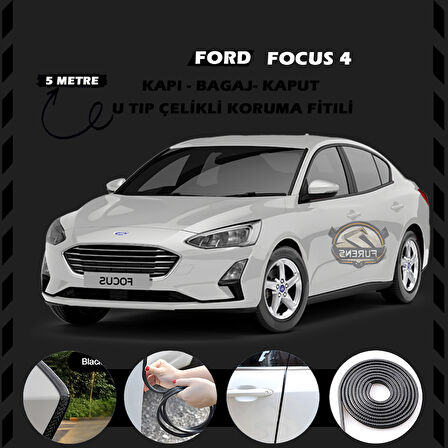 Ford Focus 4 Oto Araç Kapı Koruma Fitili 5metre Parlak Siyah Renk