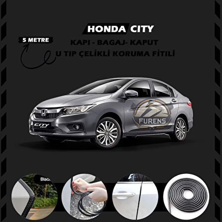 Honda City Oto Araç Kapı Koruma Fitili 5metre Parlak Siyah Renk