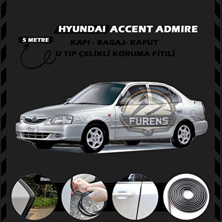 Hyunda Accent Admire Oto Araç Kapı Koruma Fitili 5metre Parlak Siyah Renk