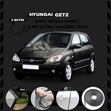 Hyundai Getz Oto Araç Kapı Koruma Fitili 5metre Parlak Siyah Renk