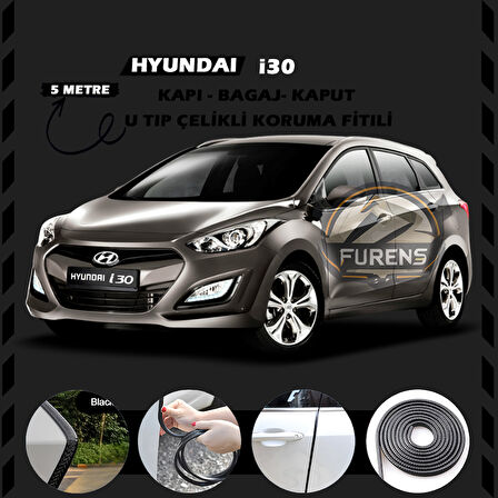 Hyundai İ30 Oto Araç Kapı Koruma Fitili 5metre Parlak Siyah Renk
