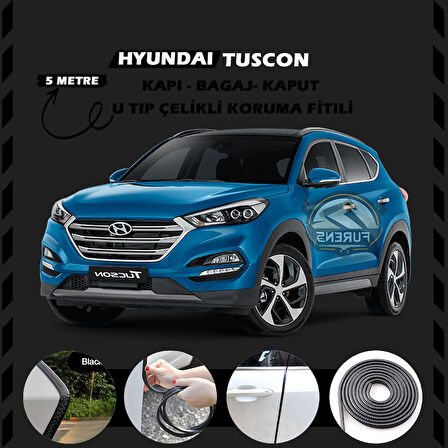 Hyundai Tuscon Oto Araç Kapı Koruma Fitili 5metre Parlak Siyah Renk