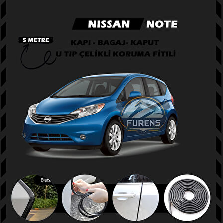 Nissan Note Oto Araç Kapı Koruma Fitili 5metre Parlak Siyah Renk