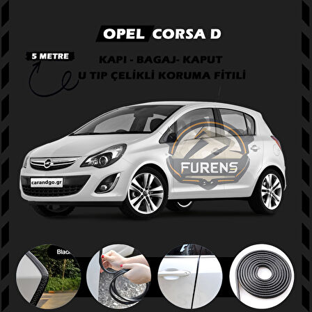 Opel Corsa D Oto Araç Kapı Koruma Fitili 5metre Parlak Siyah Renk