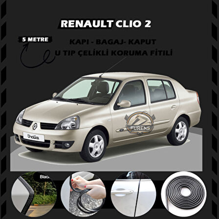Renault Clio 2 Oto Araç Kapı Koruma Fitili 5metre Parlak Siyah Renk