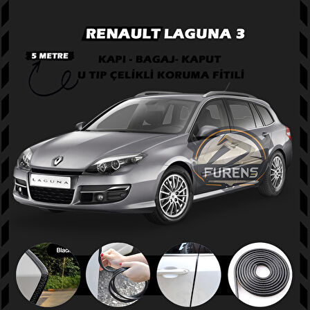 Renault Laguna 3 Oto Araç Kapı Koruma Fitili 5metre Parlak Siyah Renk