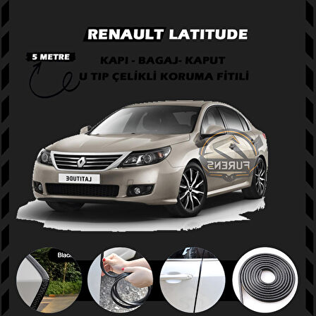 Renault Latitude Oto Araç Kapı Koruma Fitili 5metre Parlak Siyah Renk