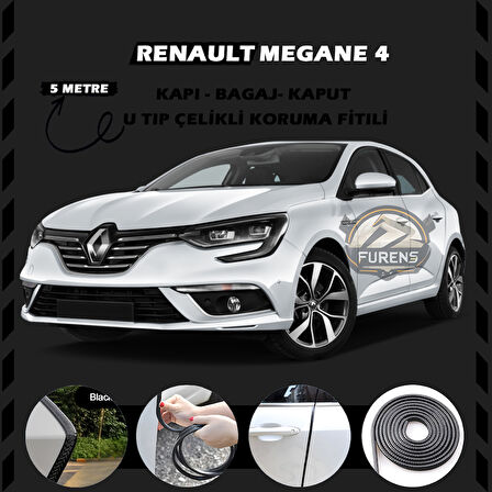 Renault Megane 4 Oto Araç Kapı Koruma Fitili 5metre Parlak Siyah Renk