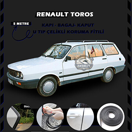 Renault Toros Oto Araç Kapı Koruma Fitili 5metre Parlak Siyah Renk