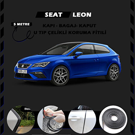 Seat Leon Oto Araç Kapı Koruma Fitili 5metre Parlak Siyah Renk