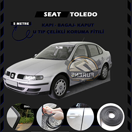Seat Toledo Oto Araç Kapı Koruma Fitili 5metre Parlak Siyah Renk