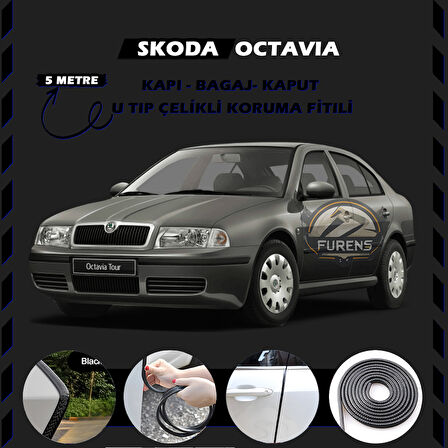 Skoda Octavia Oto Araç Kapı Koruma Fitili 5metre Parlak Siyah Renk
