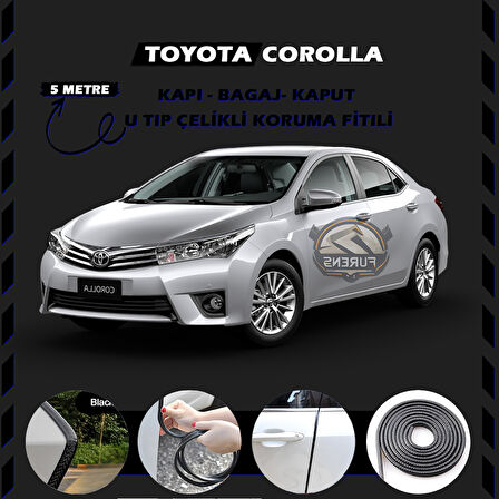 Toyota Corolla Oto Araç Kapı Koruma Fitili 5metre Parlak Siyah Renk