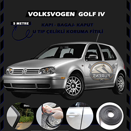 Volksvogen Golf 4 Oto Araç Kapı Koruma Fitili 5metre Parlak Siyah Renk