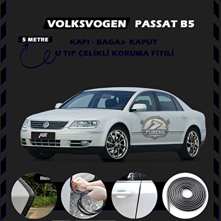 Volksvogen Passat B5 Oto Araç Kapı Koruma Fitili 5metre Parlak Siyah Renk