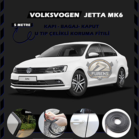 Volksvogen Jetta mk6 Oto Araç Kapı Koruma Fitili 5metre Parlak Siyah Renk