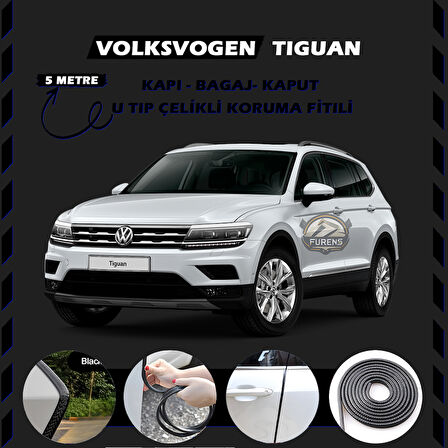 Volksvogen Tiguan Oto Araç Kapı Koruma Fitili 5metre Parlak Siyah Renk