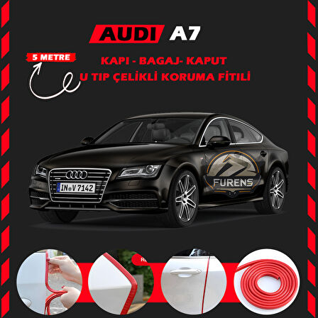 Audi A7 Oto Araç Kapı Koruma Fitili 5metre Parlak Kırmızı Renk