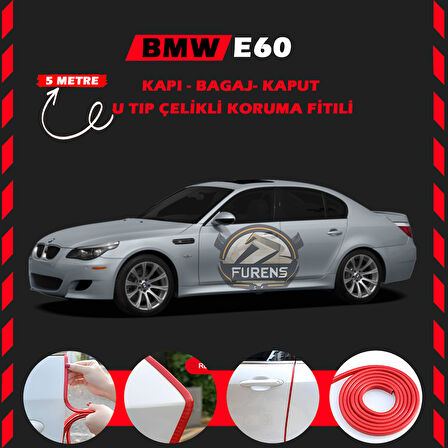 Bmw E60 Oto Araç Kapı Koruma Fitili 5metre Parlak Kırmızı Renk