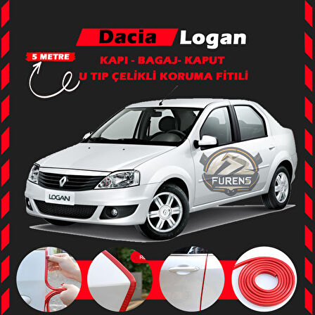 Dacia Logan Oto Araç Kapı Koruma Fitili 5metre Parlak Kırmızı Renk