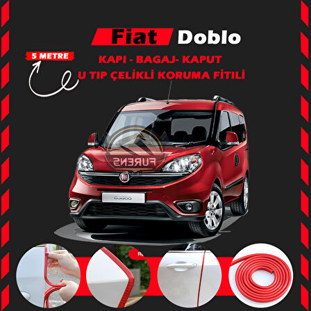 Fiat Doblo Oto Araç Kapı Koruma Fitili 5metre Parlak Kırmızı Renk