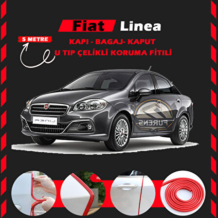 Fiat Linea Oto Araç Kapı Koruma Fitili 5metre Parlak Kırmızı Renk