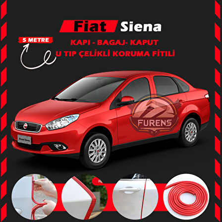 Fiat Siena Oto Araç Kapı Koruma Fitili 5metre Parlak Kırmızı Renk