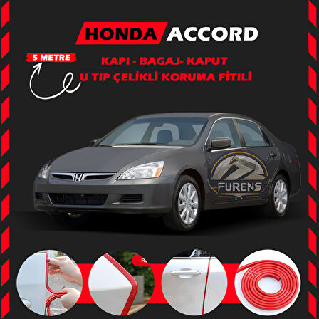 Honda Accord Oto Araç Kapı Koruma Fitili 5metre Parlak Kırmızı Renk