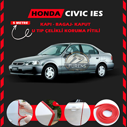 Honda İes Parlak Oto Araç Kapı Koruma Fitili 5metre Parlak Kırmızı Renk