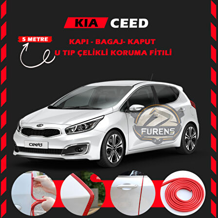 Kia Ceed Oto Araç Kapı Koruma Fitili 5metre Parlak Kırmızı Renk