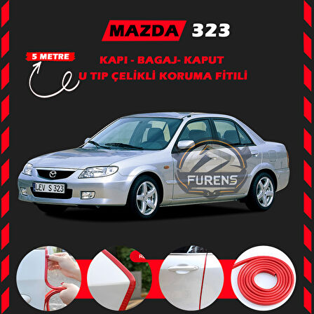 Mazda 323 Oto Araç Kapı Koruma Fitili 5metre Parlak Kırmızı Renk