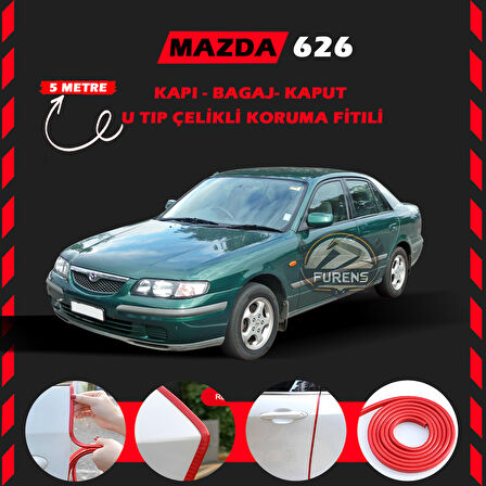 Mazda 626 Oto Araç Kapı Koruma Fitili 5metre Parlak Kırmızı Renk