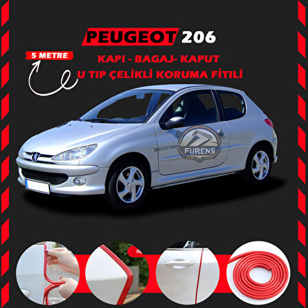 Peugeot 206 Oto Araç Kapı Koruma Fitili 5metre Parlak Kırmızı Renk