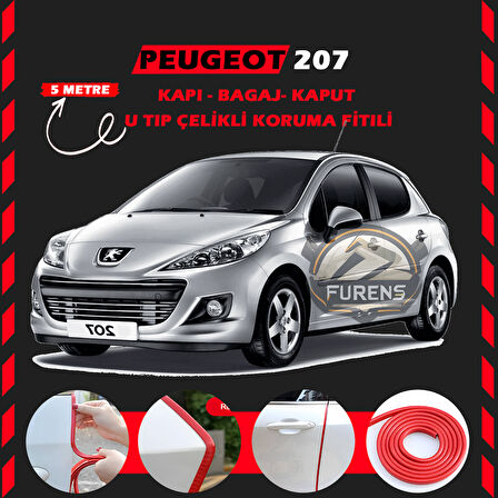 Peugeot 207 Oto Araç Kapı Koruma Fitili 5metre Parlak Kırmızı Renk