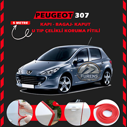 Peugeot 307 Oto Araç Kapı Koruma Fitili 5metre Parlak Kırmızı Renk