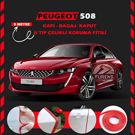 Peugeot 508 Oto Araç Kapı Koruma Fitili 5metre Parlak Kırmızı Renk