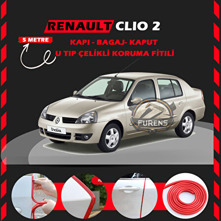 Renault Clio 2 Oto Araç Kapı Koruma Fitili 5metre Parlak Kırmızı Renk