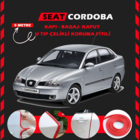 Seat Cordoba Oto Araç Kapı Koruma Fitili 5metre Parlak Kırmızı Renk